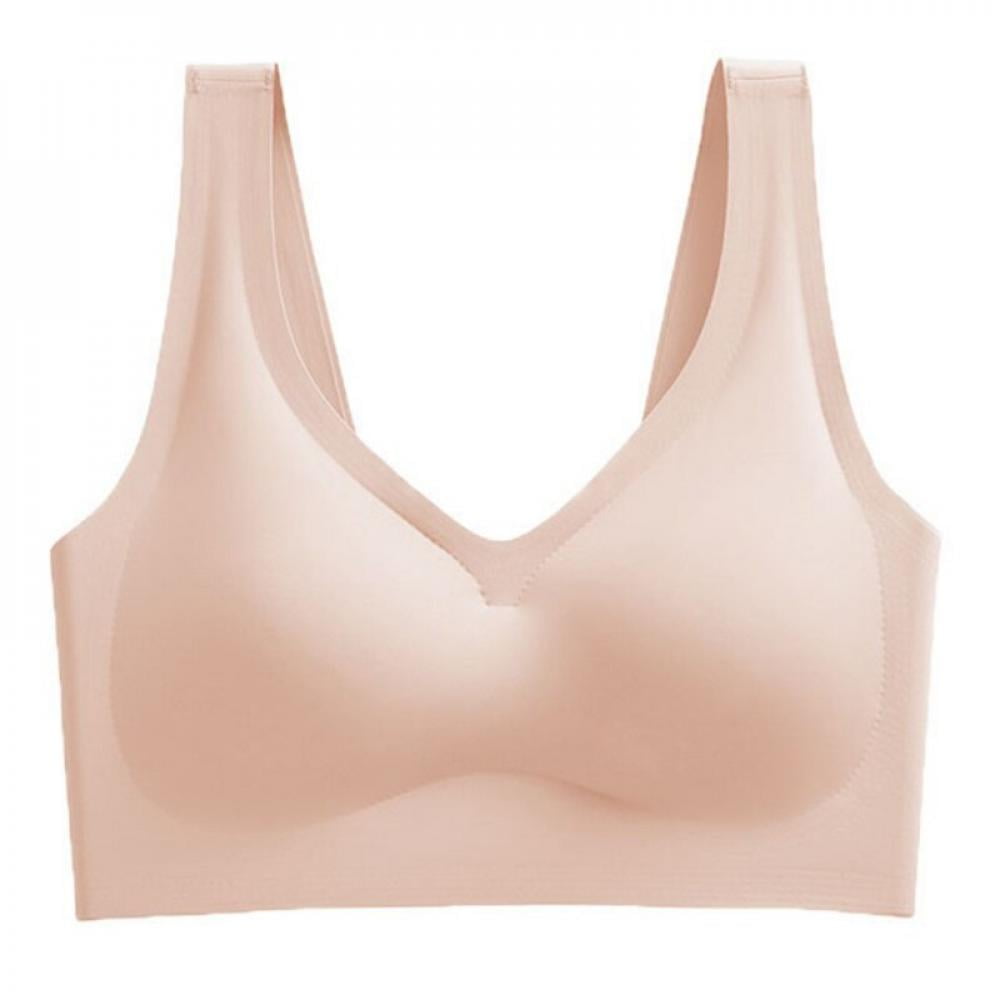 Style Ladies European and American Simple Style Solid Color Seamless Large  Size Thin Bra High Elastic Ice Silk Sports Bra 