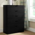 thumbnail image 2 of Smuxee Modern 5 Drawer Dressers for Bedroom, Wood Storage Tall Chest of Drawers,Black Dresser,Adult, 2 of 6