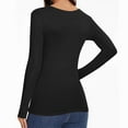 thumbnail image 5 of SELONE Undershirts Long Sleeve Women Hollow Out V Neck Shirt Tops Tight Bottom Underwear Clothes Black, 5 of 7