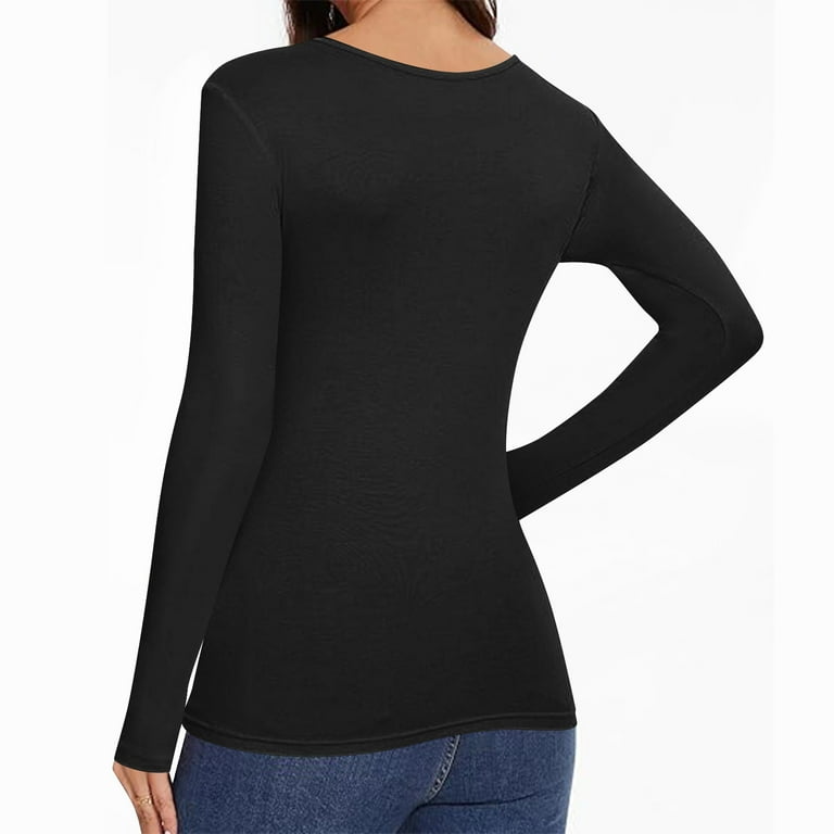 ShiShine Sexy Cut Out Long Sleeve Tops for Women Round Neck Fitted