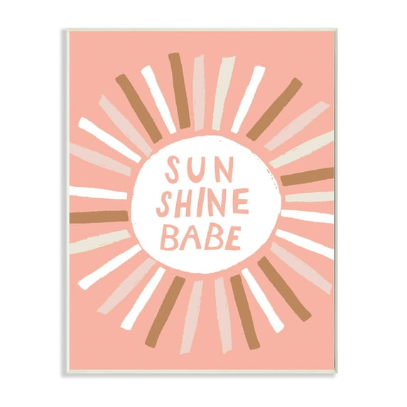 Stupell Industries Sun Shine Babe Phrase Pastel Sun Rays Graphic Art Unframed Art Print Wall Art, 13x19, by Jess Bruggink