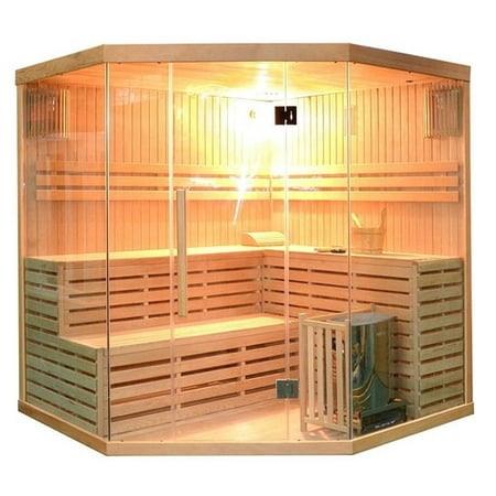 ALEKO SEA5JIU 5-6-Person Canadian Hemlock Wood Indoor Wet Dry Sauna with 6 KW ETL Electrical