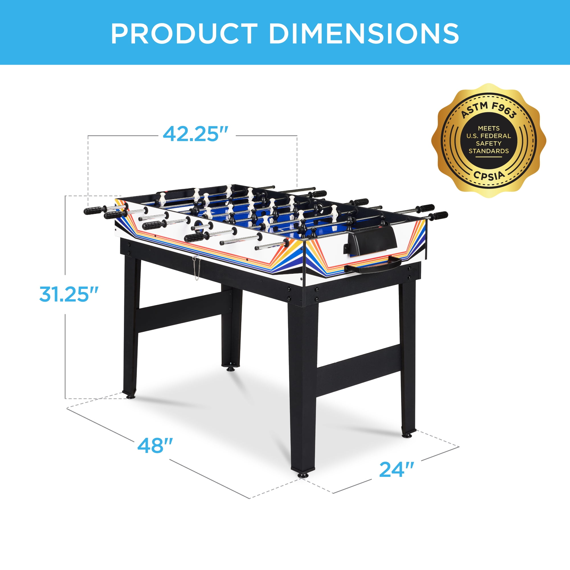 Best Choice Products 2x4ft 10-in-1 Combo Game Table Set w/ Hockey, Foosball, Pool, Shuffleboard, Ping Pong - Blue/White
