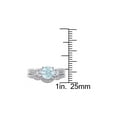 thumbnail image 3 of 1.00 Carat (Ctw) Aquamarine & Created White Sapphire Engagement Ring & Wedding Band Set with Accent Diamonds, 10K White Gold for Women, 3 of 6