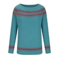 thumbnail image 5 of VISALY Isle Sweater Top Oversized Dressy Tops Soft Warm Cozy Soft Touch Funnel Merino W.ool Seamless Sweater Sweaters for Women Cropped Sweater Boho Pattern Pullover Oversized Sweaters Blue L, 5 of 7