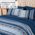thumbnail image 3 of Boho Comforter Set King Size,8 Pieces Navy Blue Bohemian Striped Bed in a Bag,Paisley Soft Microfiber Bedding Comforter Set, 3 of 14