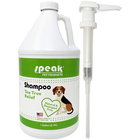 Speak Pet Products Natural Dog Shampoo with Pump, Tea Tree Relief, 1 Gallon
