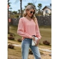thumbnail image 6 of Women'S Blouses Dressy Casual V Neck Top Dot Balloon Long Sleeve Shirts Pink XXL, 6 of 8