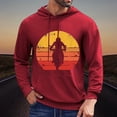 thumbnail image 2 of Valora Men Sweatshirt Men's Hoodies Sweatshirts Fashion Casual Motorcycle Print Hooded Pullover Long Sleeve Drawstring Sweater Top Red L, 2 of 4