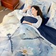 thumbnail image 4 of Erosebridal Vintage Dragonfly 7-Piece Twin Bedding,Elegant Flower Bedding Comforter Set,White Blue,Navy Blue Reversible, 4 of 7
