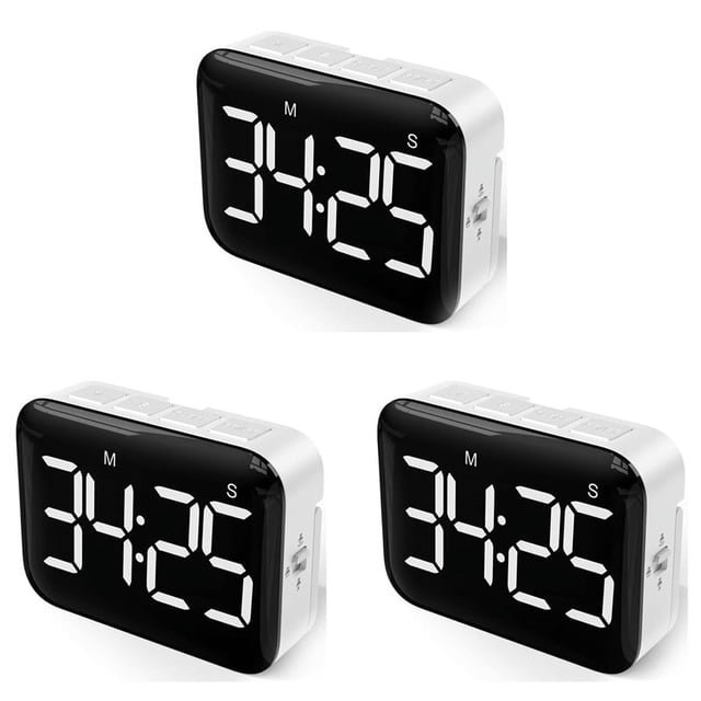 Temporizador de cocina digital 3X - Temporizador magnético de cuenta regresiva y ascendente con pantalla LED y volumen alto para cocinar y