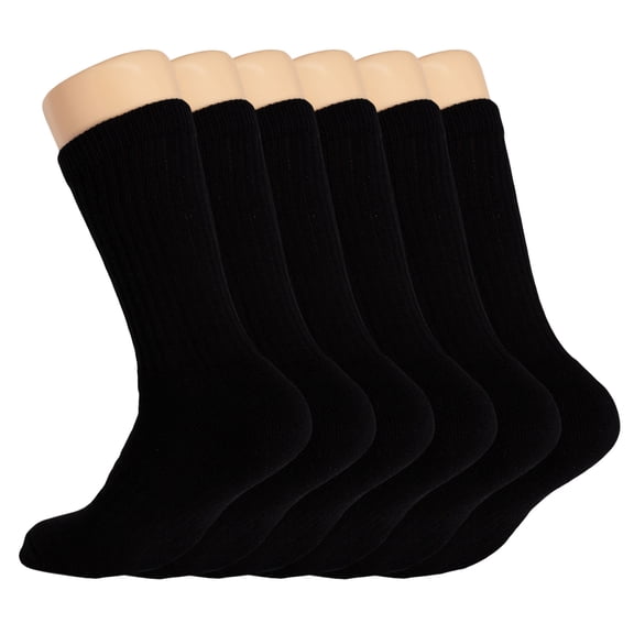 Cotton Crew Socks for Women Gray 6 Pairs Size 9-11