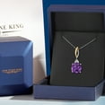thumbnail image 5 of Gem Stone King 925 Silver and 10K Yellow Gold Purple Amethyst and White Moissanite Pendant 2-Stone Necklace for Women | 6.63 Cttw | Gemstone February Birthstone | Cushion 12MM | With 18 inch Chain, 5 of 6