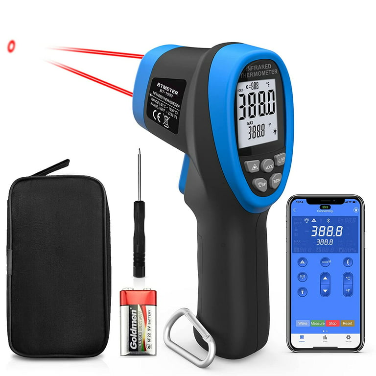 Infrared Thermometer Gun, Dual Laser 30:1 Industrial Temperature Meter  Measure High Temp -58 to 2732 Degree Fahrenheit for HVAC Grill Kitchen Pizza  Oven BT-1500APP 【Not for Human】 