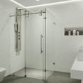 thumbnail image 2 of VIGO Winslow 34 in. L x 58 in. W x 74 in. H Frameless Sliding Rectangle Shower Enclosure in Stainless Steel with Clear Glass, 2 of 12
