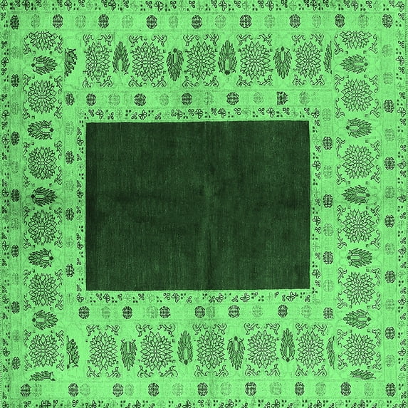 Ahgly Company Indoor Square Oriental Emerald Green Traditional Area Rugs, 8' Square