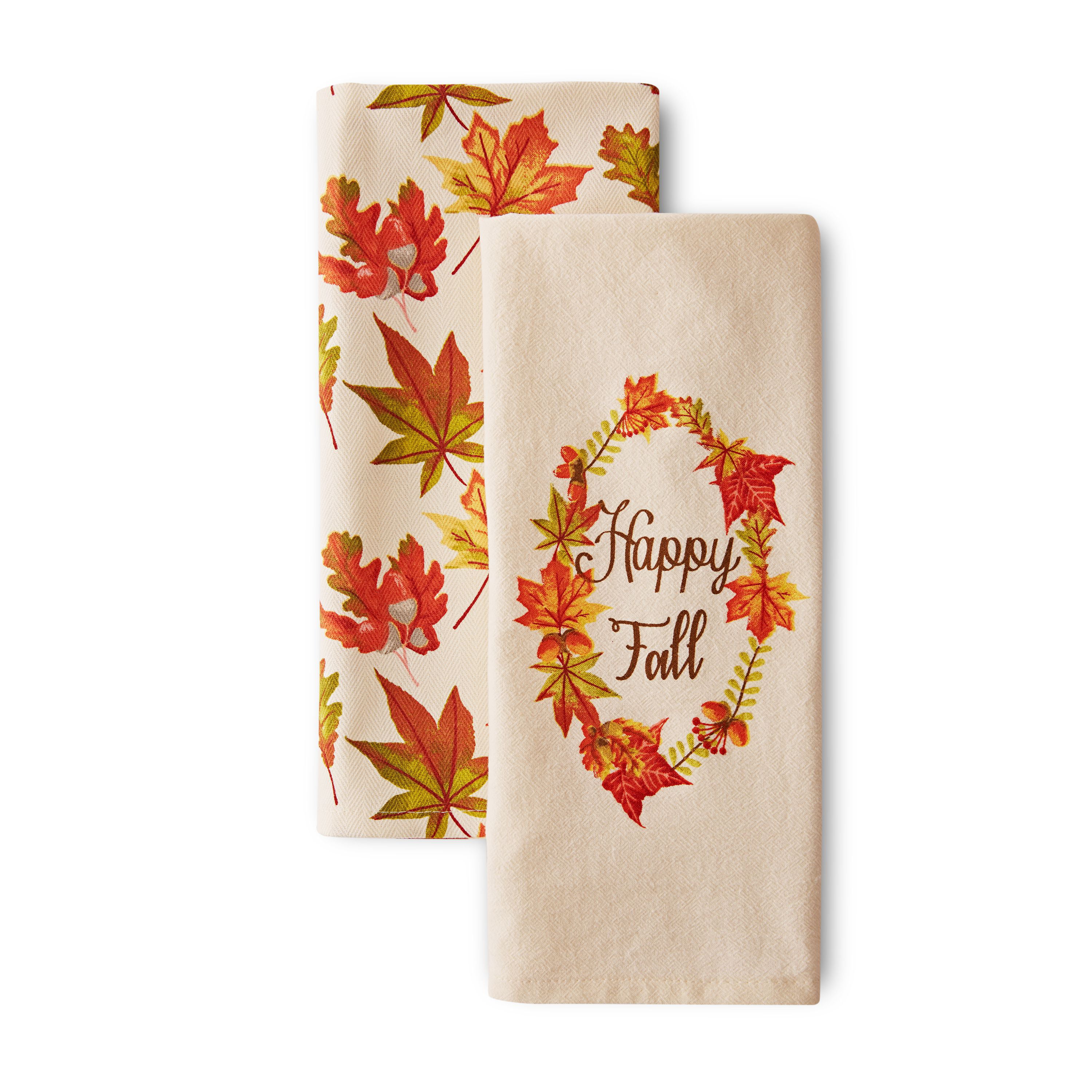 Details about   Autumn Harvest Welcome Fall Owl Kitchen Towels 2-Pc Cotton Bird Home Decor Gift 