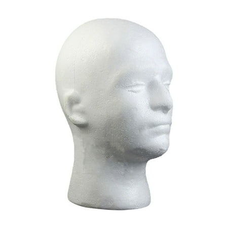 

XM Culture Male Head Model Lightweight Sturdy Styrofoam Durable Foam Wig Stand for Exhibition(White)