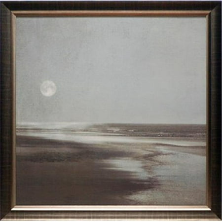 North American Art N1754 31.5 x 31.5 in. Moonlit Beach Framed Beach Landscape Art
