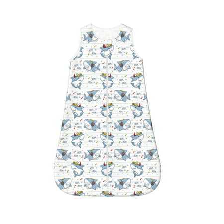 

Fotbe Music Shark Pattern Sleep Sack - Baby Wearable Blanket with Zipper Extra Soft Cotton Sleeveless Sleeping Bag for Infants-X-Large