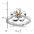 thumbnail image 2 of 925 Sterling Silver Prong set Stackable Polished Citrine Flower Ring Size 7 Stackable Ring for Women, 2 of 2