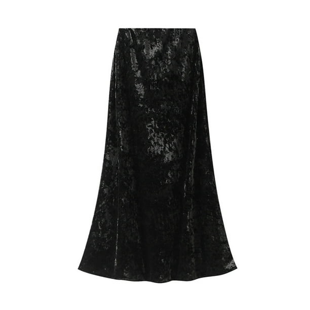 Falda midi fluida de ante para mujer: elegante, suave, tallas M/L, versátil para el día a día y las vacaciones, para llevar en cualquier época del año.