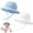 blue, white, variant on 2 Pack Baby Sun Hat with UPF 50+ Sun Protection, Wide Brim Muslin Fisherman Sunhat for Infants 3-12 Months, Windproof Sun Hat with Adjustable Chin Strap for Boys Girls Beach Park