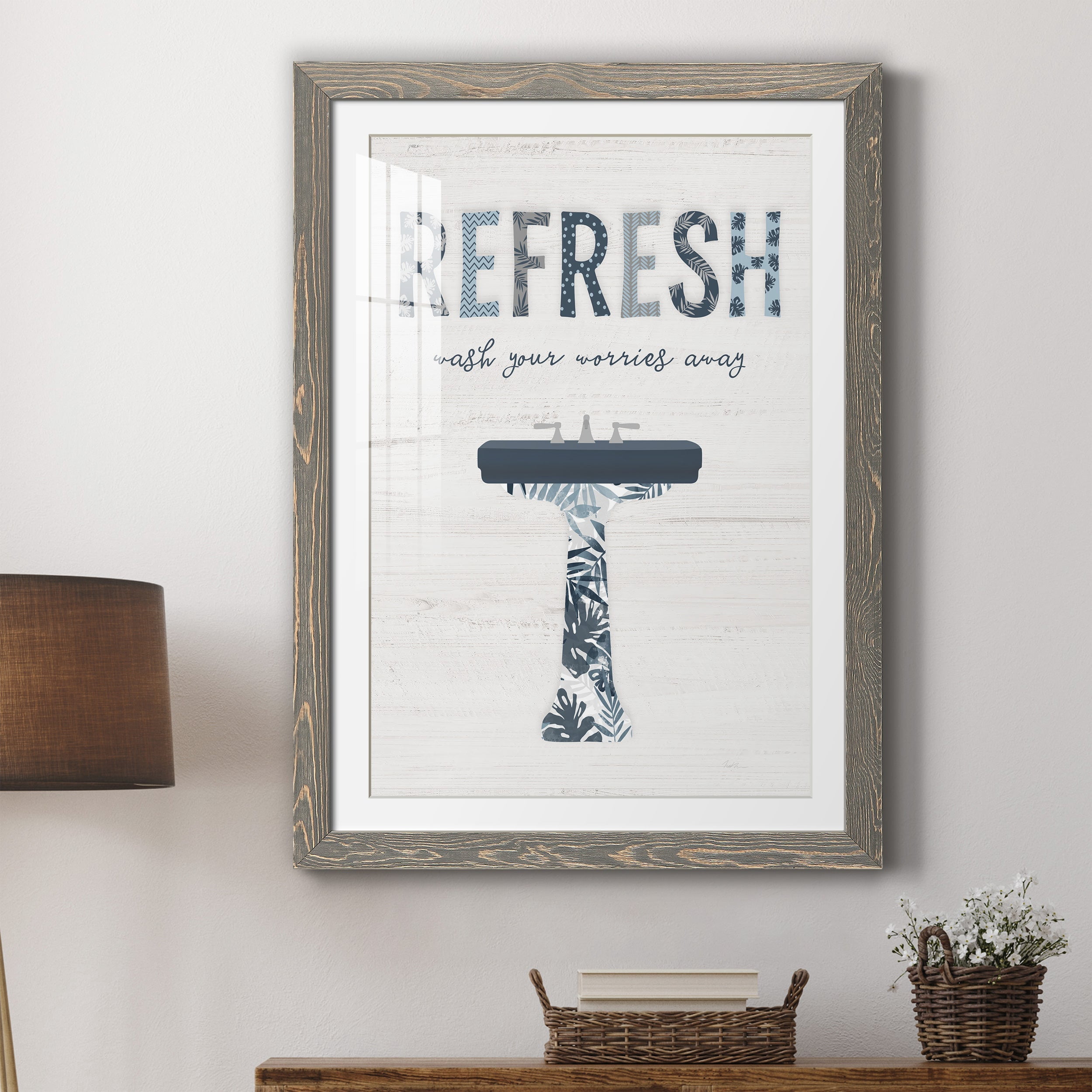 Palm Bath II - Premium Framed Print - Distressed Barnwood Frame - Ready to Hang
