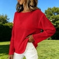 thumbnail image 6 of QASIEATN Women's Mesh Long Sleeve Tops Boat Neck See Through Lightweight Sweater Crochet Knit Tops Fall Fashion Outfits for Women, 6 of 6