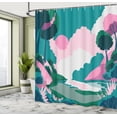 thumbnail image 4 of Ambesonne Landscape Shower Curtain, Lake View Nature Scene, 69"Wx75"L, Pink and Teal, 4 of 4
