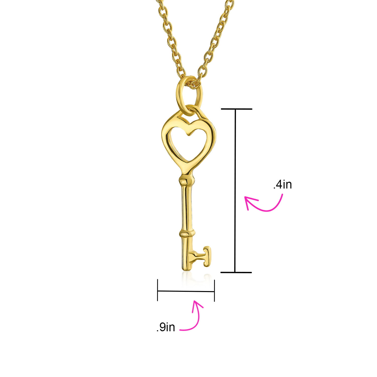 Key To Her Heart Petite Skeleton Key Pendant Necklace In Sterling Silver Cubic Zirconias Accented