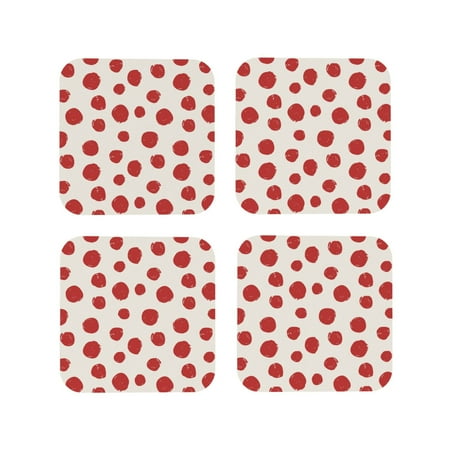 

Tideii Abstract Red Polka Dot for Leather Coasters 4 Pieces Anti-fouling and Anti-scalding Decorative Coasters Suitable for Restaurants Kitchens Coffee Shops-Square