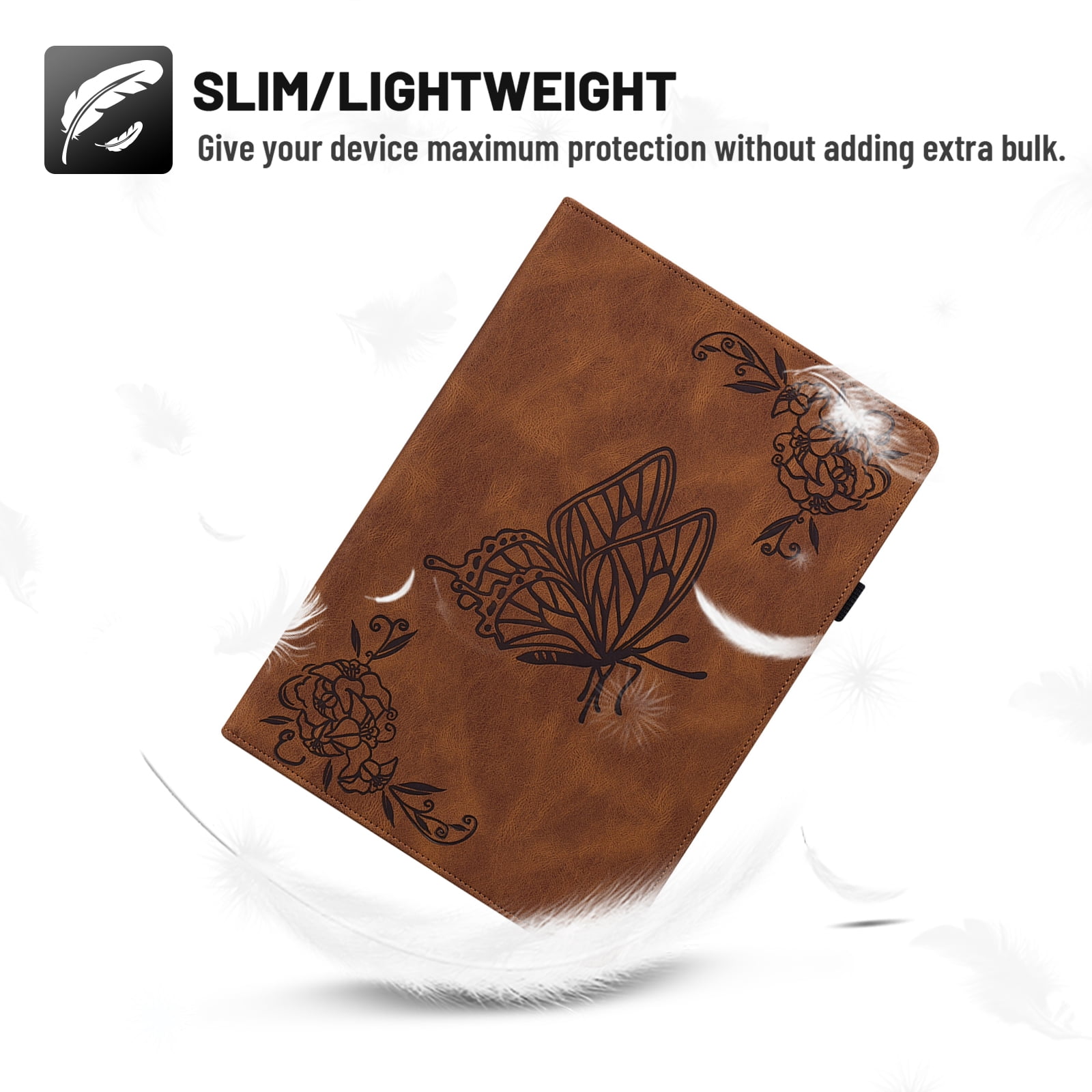 Dteck Smart Folio Case for Apple iPad (10th generation), Embossed Butterfly PU Leather Flip Stand Cover with Card Slots Pencil Holder Auto Wake Sleep Case for iPad 10th Gen 10.9" 2022,Brown