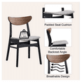 thumbnail image 3 of Rebi Side Chairs (Set of 2) - Gray Linen, Walnut & Black - Padded Seat, Curved Back, 220lbs Capacity - Dining Room, Kitchen, Living Room, 3 of 6