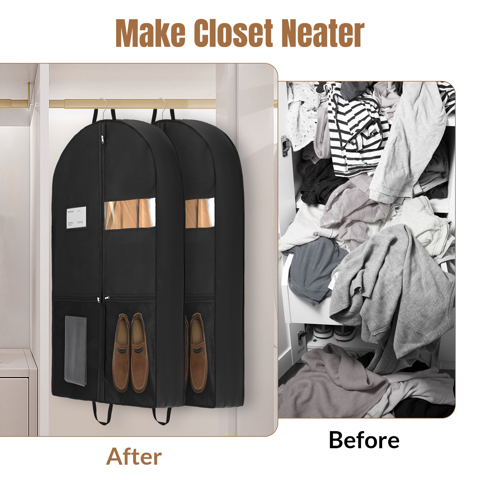 Abaima Clear Garment Bags for Travel, 2-Pack photo 3