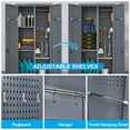 thumbnail image 3 of Aukfa 65" Metal Garage Storage Cabinets, Lockable Broom Closet Storage Cabinet with Shelves for Basement/Office/Laundry Room, Gray, 3 of 7