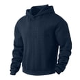 thumbnail image 4 of HXWCHs Men's Lightweight Hoodie for Spring Men's Casual Solid Color Hooded Sweater Long Sleeve Pullover Knit Warm Winter Fashion top Navy L, 4 of 5