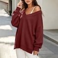 thumbnail image 6 of BUIGTTKLOP Sweatshirts for Women Oversized Long Sleeve Shirts V Neck Side Slit Pullover Cozy Tops Fall Winter Fashion Outfits, 6 of 8