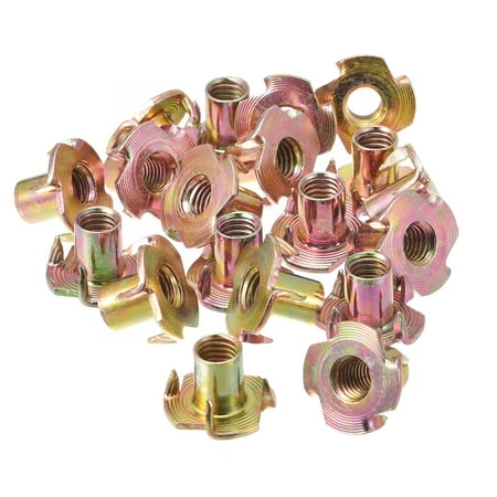 

M8x14mm T-Nuts 4 Pronged Tee Nut Carbon Steel Color Zinc Plating 24 Pack