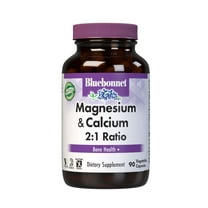 Bluebonnet Magnesium & Calcium 2:1 Ratio, Bone Health*, 90 Vegetable Capsules, 30 Days