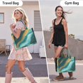 thumbnail image 6 of Large Capacity Tote Bag,Teal Gold Marble Pattern Handbag Fashion Luxury Tote Bag,15.7"x13"x 5.1" Inches,Laptop Compatible, 6 of 6
