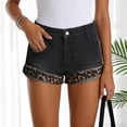 thumbnail image 2 of felwors Women's High Waist Denim Shorts with Leopard Print Rolled Hem 2026 Trendy Distressed Hot Shorts for Casual Streetwear Party（Grey， M）, 2 of 8