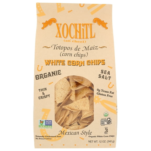 Pack of 10, Xochitl Organic Sea Salt White Corn Chips, 12 oz