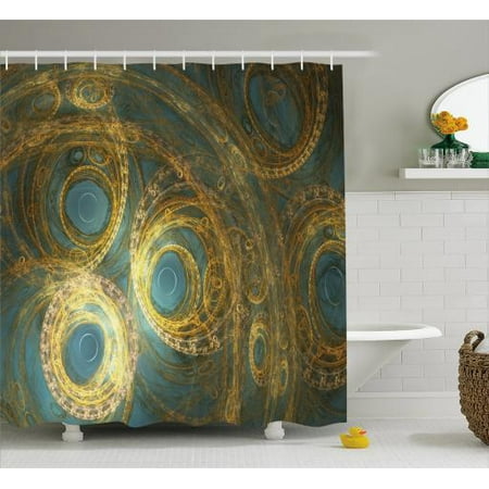 Steampunk Shower Curtain Fantasy Whirlwind Shaped Mechanic Steampunk Shower Curtain Fantasy Whirlwind Shaped Mechanic Clockwork Design Abstract Surrealist Image Fabric Bathroom
