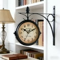 thumbnail image 6 of DESIGNICE Two-Sided Station Clock Double-Sided Wall Clock Retro Grandfather Clock Vintage Antique-Look Bracket Hanging Decorative Clock For Garden Indoors,Clock 12.12 * 7.5 Cm, 6 of 7