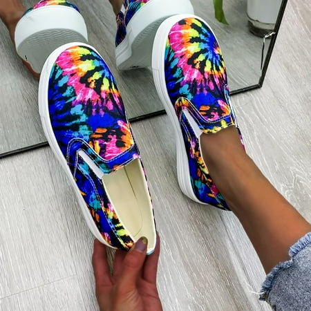 

Casual Shoes Fashion Women Breathable Comfortable Gradient Printi Slip-On Casual Single Shoes