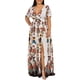 thumbnail image 1 of Vestido largo informal de manga corta con cuello en V y estampado de mariposa para mujer a la moda Fridja  qw6046, 1 of 8