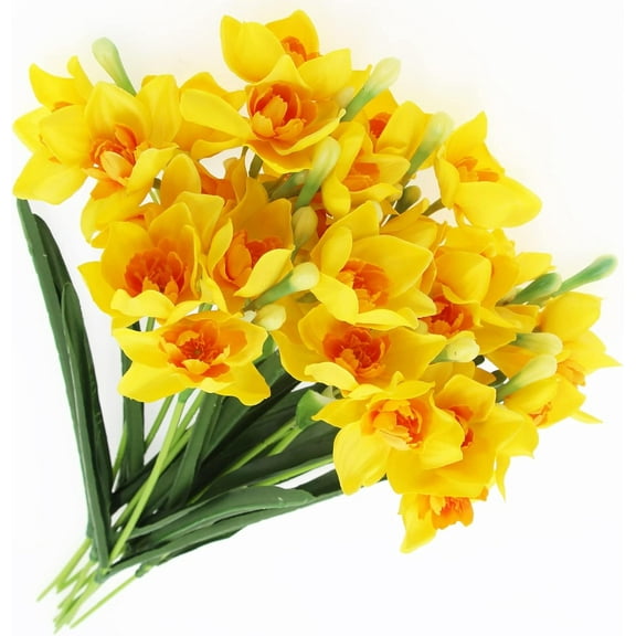 10PCS Artificial Daffodils Flowers 18in Fake Silk Narcissus Flower for Home/Outdoor/Wedding Decor