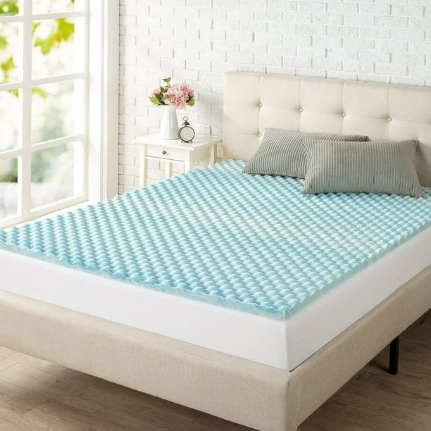 Zinus 1.5 Inch Swirl Gel Memory Foam Convoluted Mattress Topper