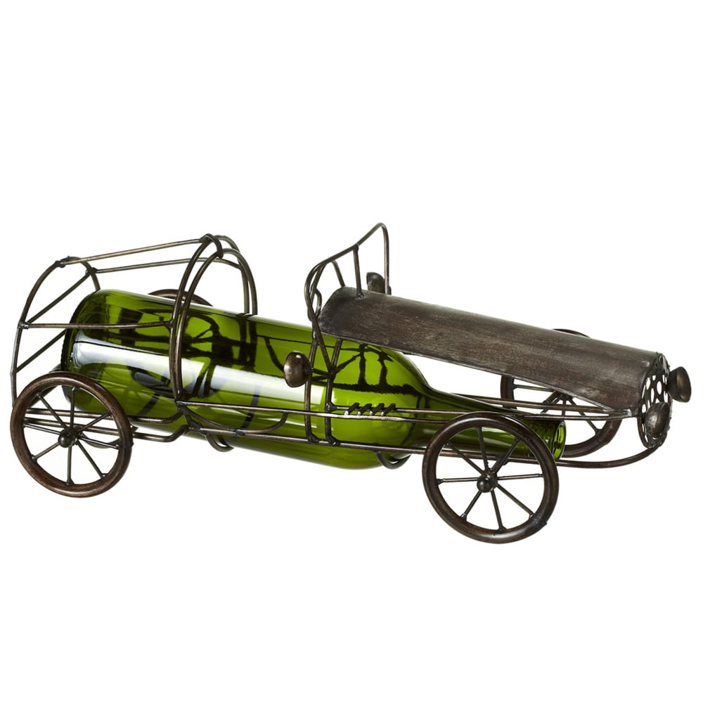 14" Black Vintage-Inspired Antique Car Shaped Decorative Wine Bottle
